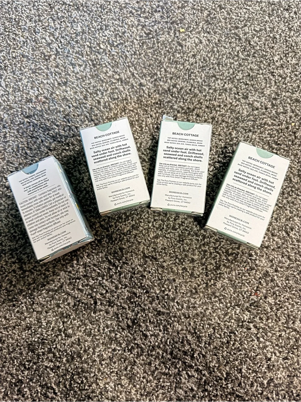 Homesick Pura Smart Fragrance Refill Bundle New Home & Beach Cottage Set of 4